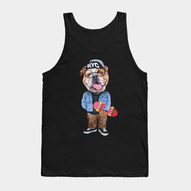 Funny English bulldog - Skateboard Tank Top by obodo